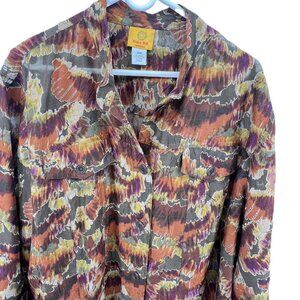 Ruby Rd Woman Plus Size 20W Abstract Print Button-Down Blouse